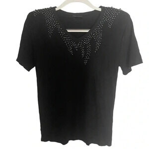 ☀️Women’s Beaded Short Sleeve Tee with Shoulder Pads